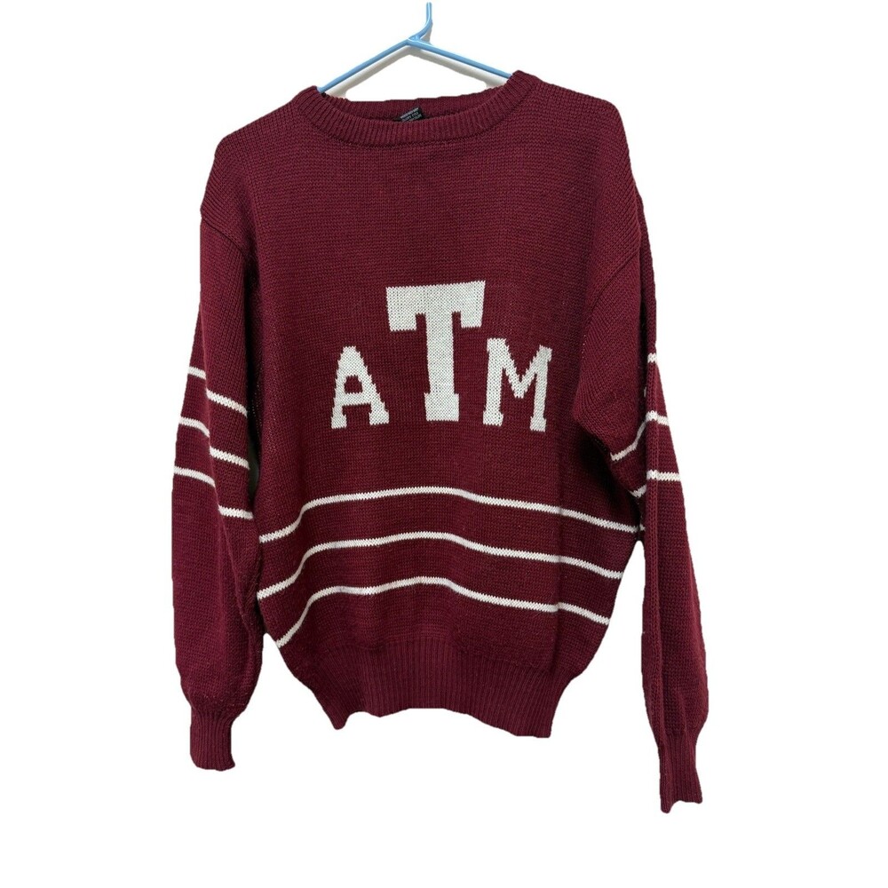 Vintage 90's Texas A&M Aggies Knit Sweater Collegiate Parragon Long Sleeve SZ L